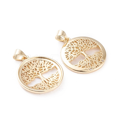 Brass Micro Pave Clear Cubic Zirconia Pendants KK-F814-15G-1