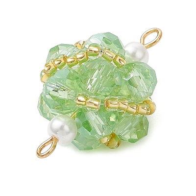 Glass Beaded Round Sphere Links PALLOY-MZ00874-02-1