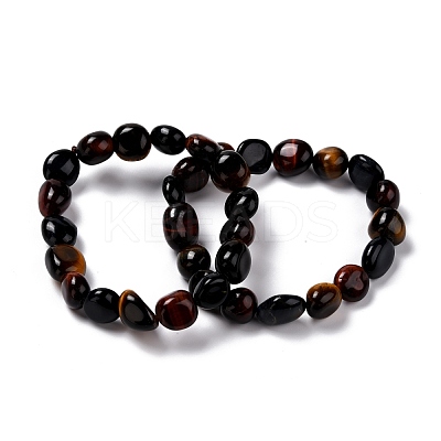 Natural Tiger Eye Beaded Stretch Bracelets BJEW-F414-02C-04-1