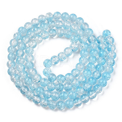 Transparent Crackle Baking Paint Glass Beads Strands DGLA-T003-01B-06-1