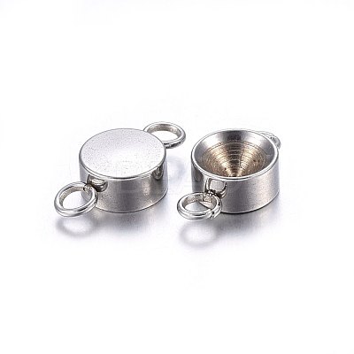 Tarnish Resistant 201 Stainless Steel Cabochon Connector Settings STAS-O107-03P-B-1