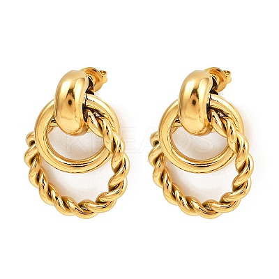 304 Stainless Steel Twist Ring Dangle Stud Earrings EJEW-K268-22G-1