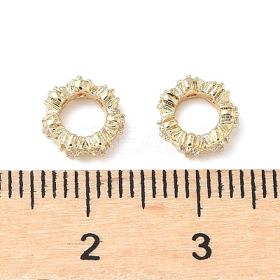 Brass Micro Pave Cubic Zirconia Rondelle European Beads KK-A254-20G-1