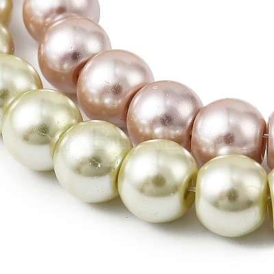 Baking Paint Pearlized Glass Pearl Round Bead Strands HY-XCP0001-29-1