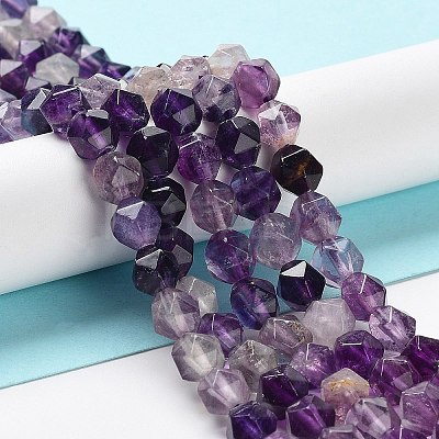 Natural Purple Fluorite Beads Strands G-G030-A08-01-1