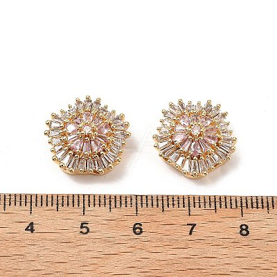 Brass Micro Pave Cubic Zirconia Beads KK-A259-11G-02-1