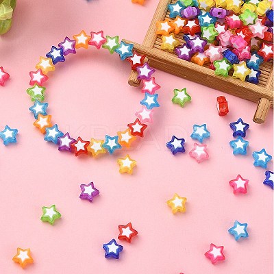 300Pcs 10 Colors Star Acrylic Beads TACR-YW0001-93-1
