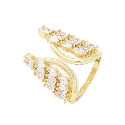 Brass Micro Pave Clear Cubic Zirconia Cuff Rings for Women RJEW-A062-02G-1