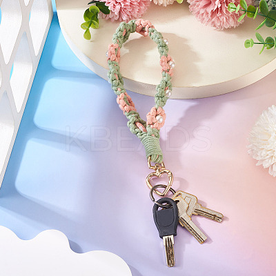 Cotton Braided Flower Pendant Decorations AJEW-TAC0030-032G-04-1