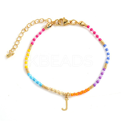 Brass Letter Charm Bracelets FM8278-10-1