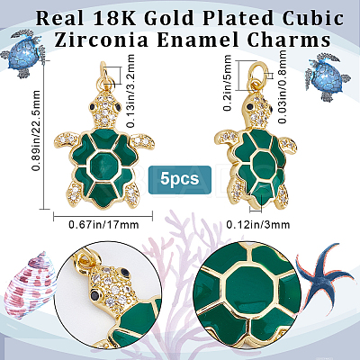 5Pcs Rack Plating Brass Micro Pave Cubic Zirconia Pendants KK-BBC0010-07B-1