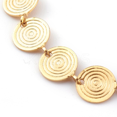 Brass Flat Round Link Chain Necklaces X-NJEW-JN03361-1