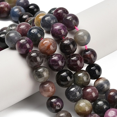 Natural Red Corundum/Ruby and Sapphire Beads Strands G-C259-B07-8mm-1