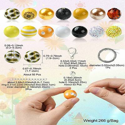 DIY Bubblegum Bracelet Pendant Decoration Making Kit for Sunflower Theme MACR-CJC0005-02A-01-1