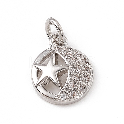 Brass Micro Pave Cubic Zirconia Charms ZIRC-F132-61P-1