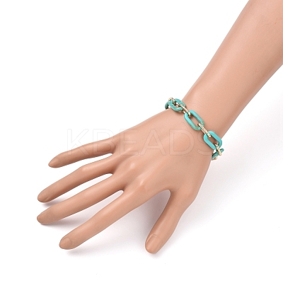Acrylic & Aluminum Paperclip Chain Bracelets BJEW-SZ0001-002-1