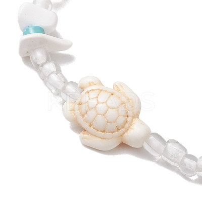 Synthetic Turquoise & Magnesite Beads Stretch Bracelets BJEW-JB11672-1