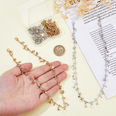 4Pcs 2 Colors Brass Micro Pave Clear Cubic Zirconia Chains Boot Strap Chains HJEW-HS00057-1