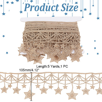 5 Yards Metallic Yarn Flower Lace Trim Ribbons SRIB-HY0001-07D-1