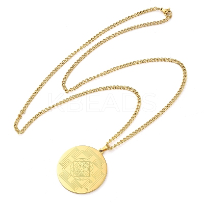 304 Stainless Steel Curb Chain Pendant Necklaces NJEW-H034-01G-1