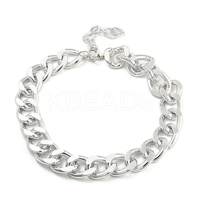 Chunky Aluminum Curb Chain Necklaces for Women LS-NJEW-K261-01C-P-1