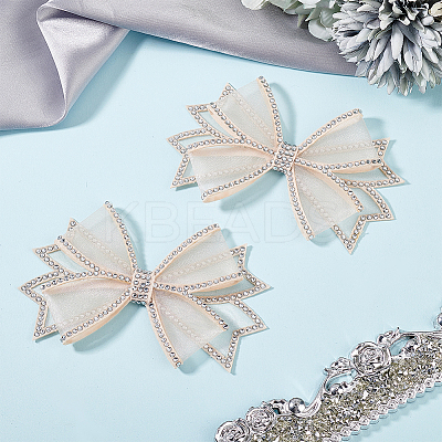 2Pcs Bowknot Polyester Rhinestone Shoe Decorations FIND-GO0002-35-1