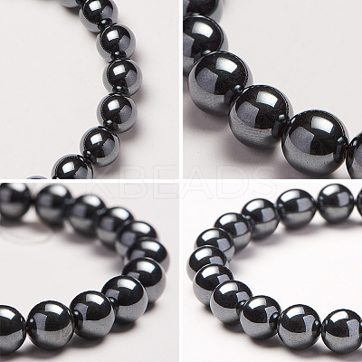 Non-magnetic Synthetic Hematite Round Beads Stretch Bracelets BJEW-PH0001-8mm-22-1
