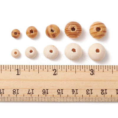 196Pcs 8 Styles Natural Unfinished Wood Beads WOOD-FS0001-09-1