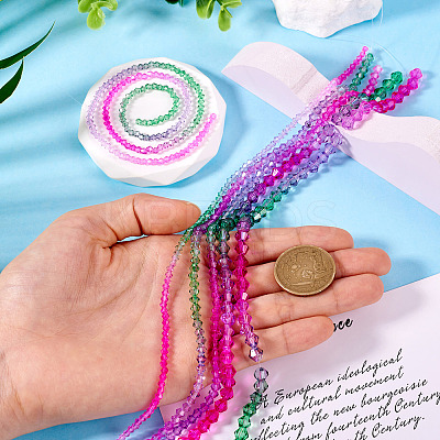 12 Strands 3 Styles Gradient Color Baking Paint Glass Bead Strands DGLA-TA0001-21F-1