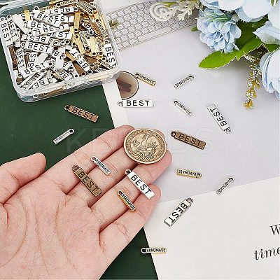 160Pcs 4 Styles Tibetan Style Alloy Pendants TIBEP-AR0001-15-1