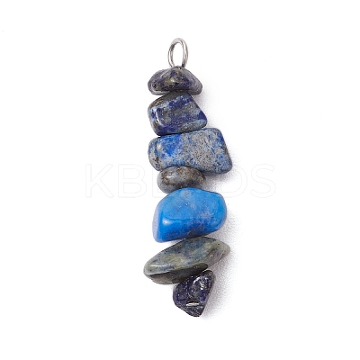 3Pcs Natural Amethyst & Lapis Lazuli & Red Jasper Chip Beaded Constellation Pendants PALLOY-JF03043-09-1
