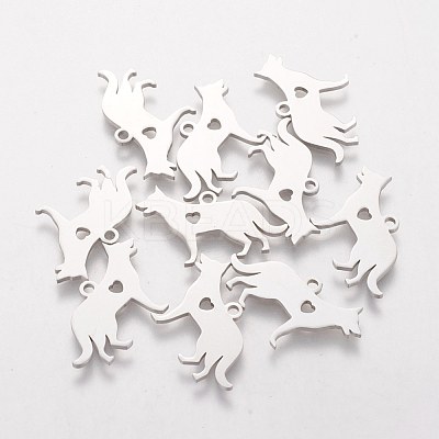 Non-Tarnish 201 Stainless Steel Puppy Pendants STAS-S105-T439-1