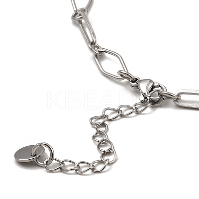 Non-Tarnish 304 Stainless Steel Rhombus & Oval Link Chain Necklace BJEW-B072-03P-1