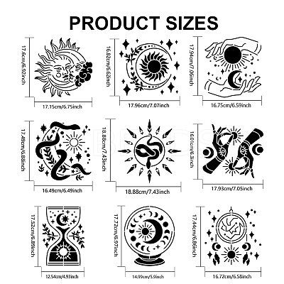 1 Set Divination Theme PET Hollow Out Drawing Painting Stencils DIY-MA0003-72-1