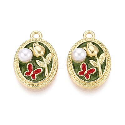 Rack Plating Alloy Enamel Pendants ENAM-N065-11KCG-1