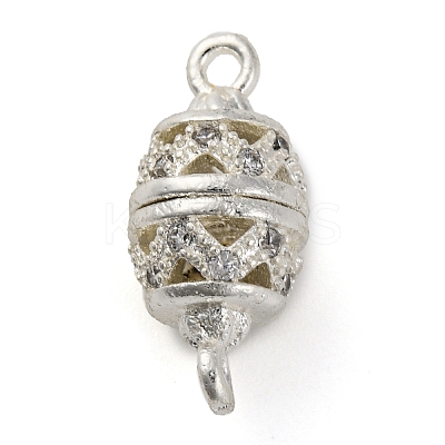 Brass Micro Pave Clear Cubic Zirconia Hollow Oval Connector Charms KK-A230-05B-S-1