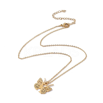 Initial Letter with Butterfly Pendant Necklace LS-NJEW-C026-01G-X-1