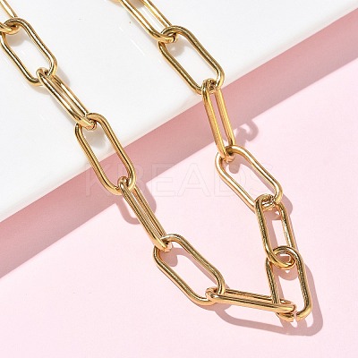 304 Stainless Steel Paperclip Chains Necklaces NJEW-Z102-02G-1
