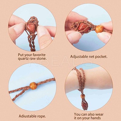 Adjustable Braided Waxed Cord Macrame Pouch Necklace Making NJEW-I243-A05-1