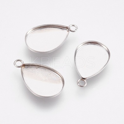 Tarnish Resistant 304 Stainless Steel Pendant Cabochon Settings STAS-I097-055-14P-1