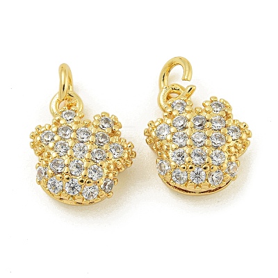 Rack Plating Brass Micro Pave Clear Cubic Zirconia Charms KK-Z067-23G-07-1