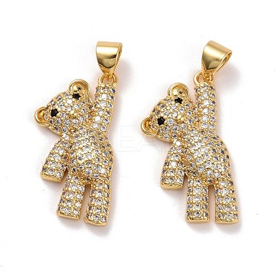 Brass Micro Pave Clear Cubic Zirconia Pendants KK-K258-21G-RS-1