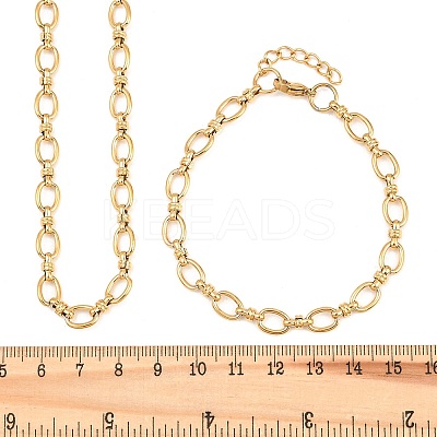304 Stainless Steel Cable Chains Bracelet & Necklace Jewelry Sets SJEW-L199-01G-1