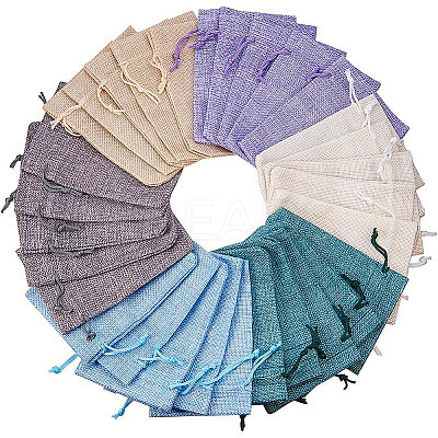 30Pack 6 Color Burlap Bags with Drawstring Gift Bags Jewelry Pouch for Wedding Party and DIY Craft ABAG-BC0001-01-1