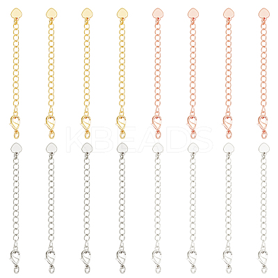 16Pcs 4 Colors Brass Curb Chain Extenders KK-OC0001-42-1