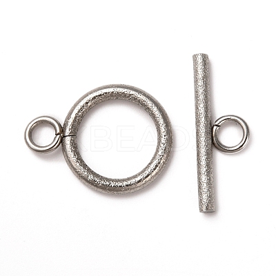 Tarnish Resistant 304 Stainless Steel Textured Toggle Clasps STAS-A048-01P-1