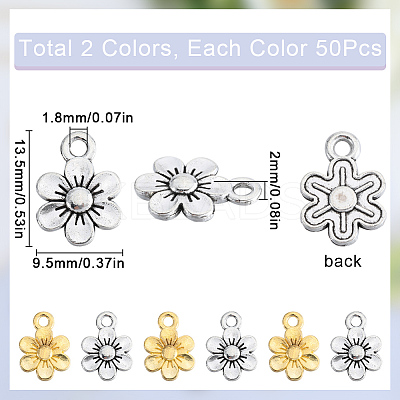 100Pcs 2 Colors Tibetan Style Alloy Charms FIND-SC0010-74-1