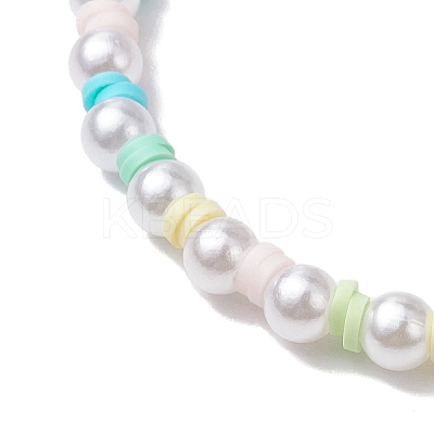 Polymer Clay & Plastic Beaded Stretch Bracelets BJEW-JB10341-1