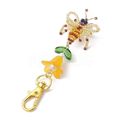 Bees Handmade Glass Seed Beads Pendants Decorations HJEW-MZ00069-1