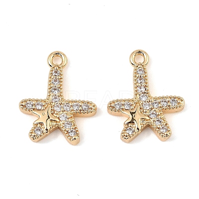 Brass Micro Pave Clear Cubic Zirconia Charms KK-C155-24G-1